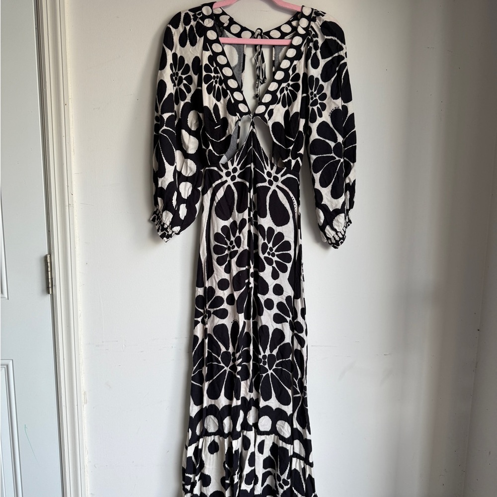 FARM Rio Black and White Floral Maxi Dress
